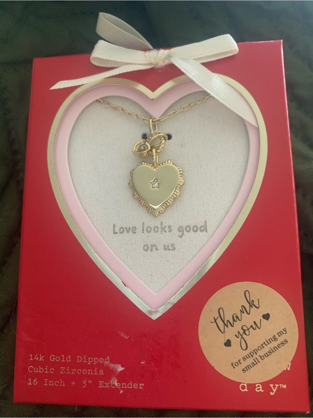 A new day 14k gold dipped cubic zirconia 16” necklace with 3” ext